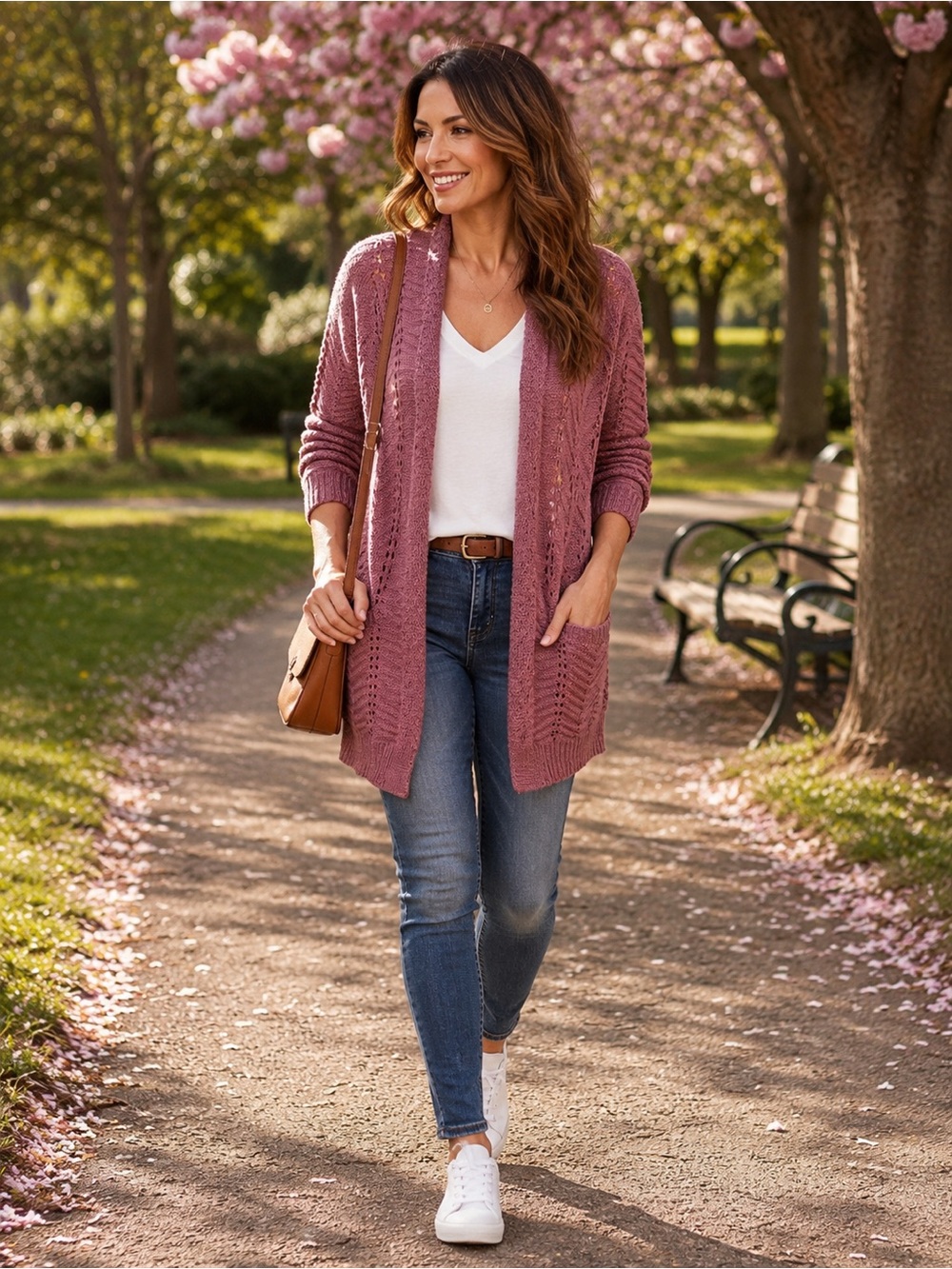 Pink Rose Dusty Rose Open-Front Knit Cardigan